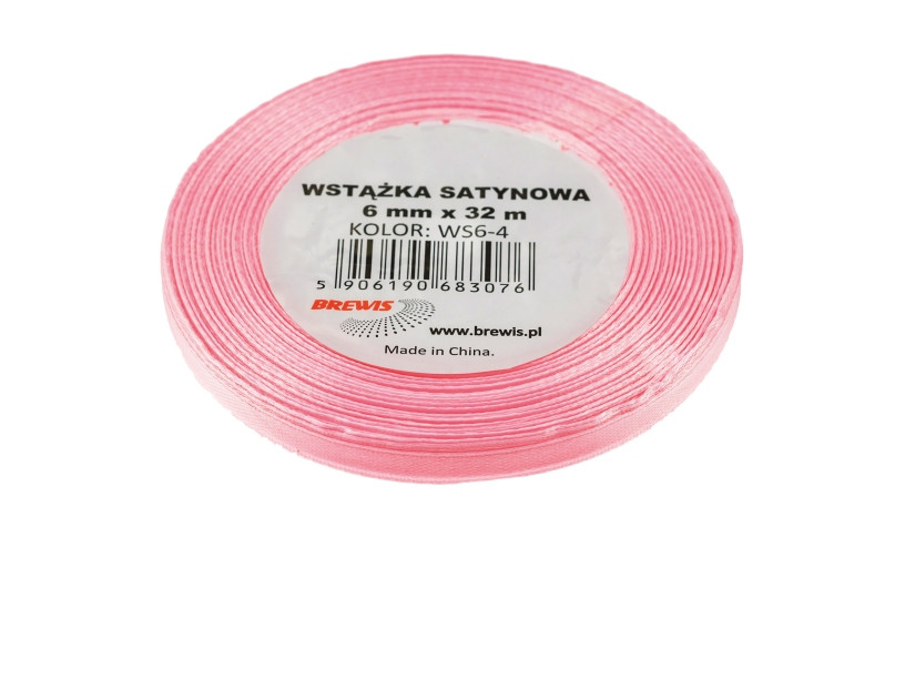 Wstążka satynowa 6mmx32m pudrowy róż Brewis